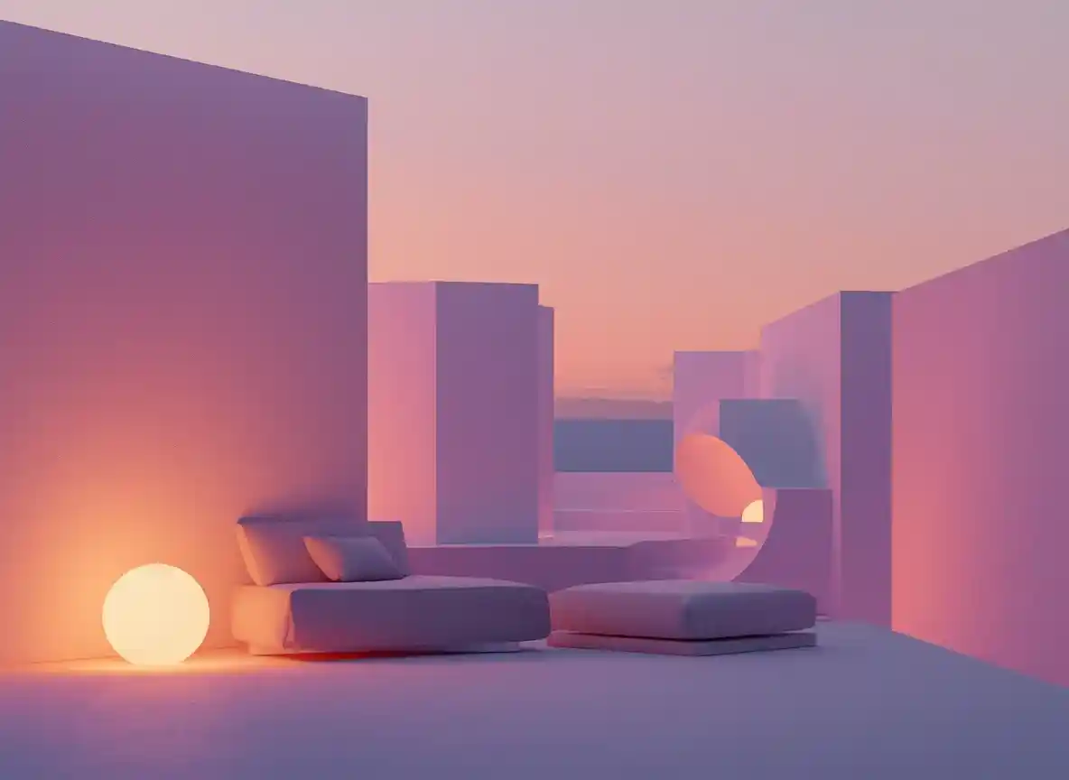 Soft geometric shapes evoking a calm evening atmosphere