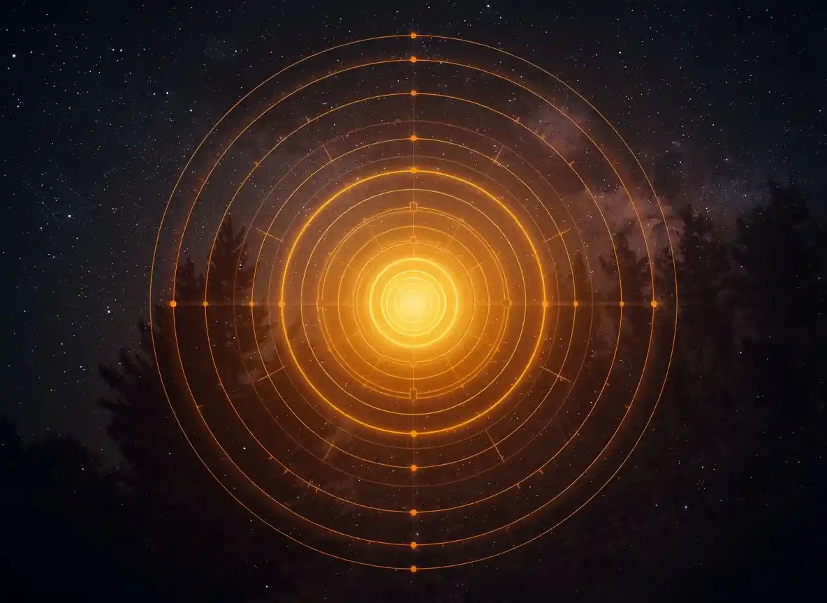 Concentric circles representing balanced energy states in evening hours